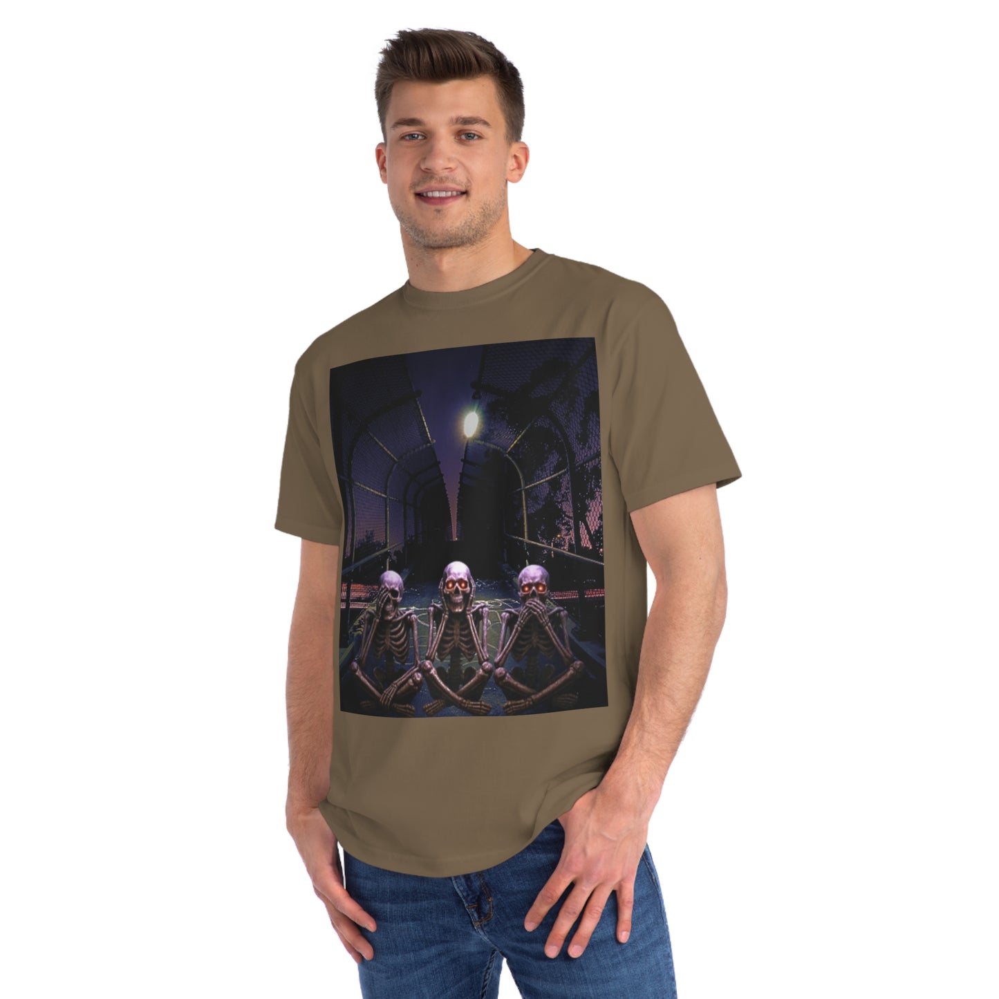 Skeleton Vibes Organic T-Shirt, Unisex Classic Tee, Halloween Shirt, Gothic Clothing, Spooky Graphic Top