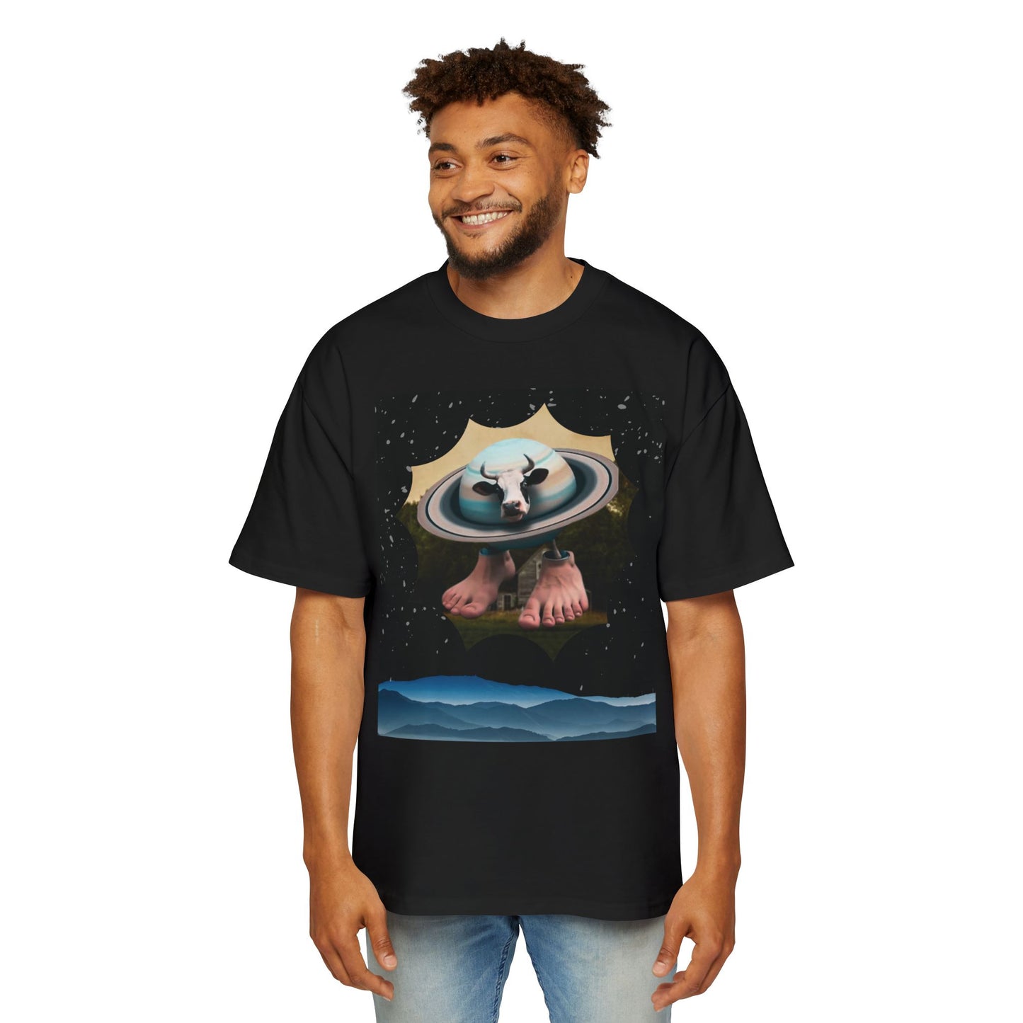 La Vaca Saturno Saturnita Space Vibes Men's Oversized Tee, Graphic Tee, Casual Wear, Unique Gift, Festival Fashion, Comfortable Street Style