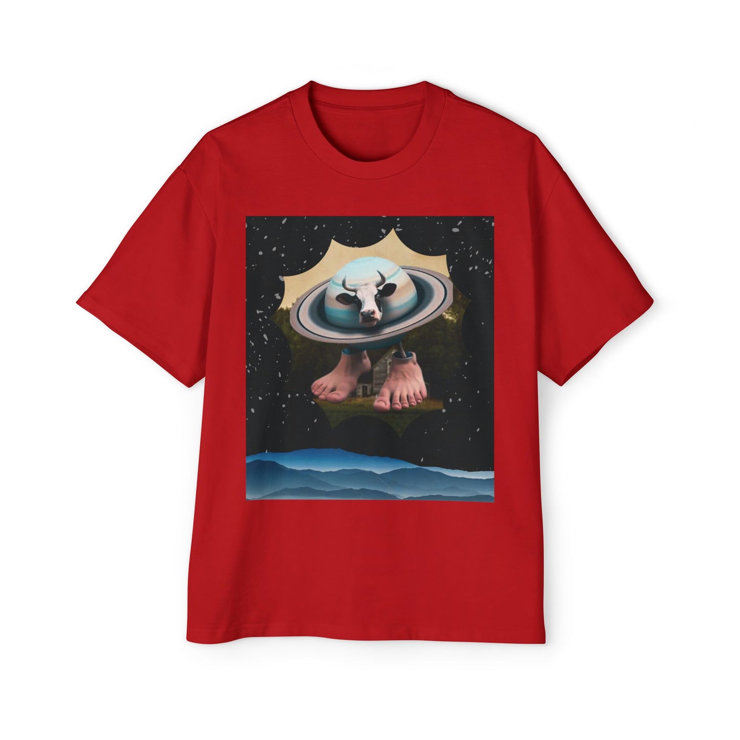 La Vaca Saturno Saturnita Space Vibes Men's Oversized Tee, Graphic Tee, Casual Wear, Unique Gift, Festival Fashion, Comfortable Street Style