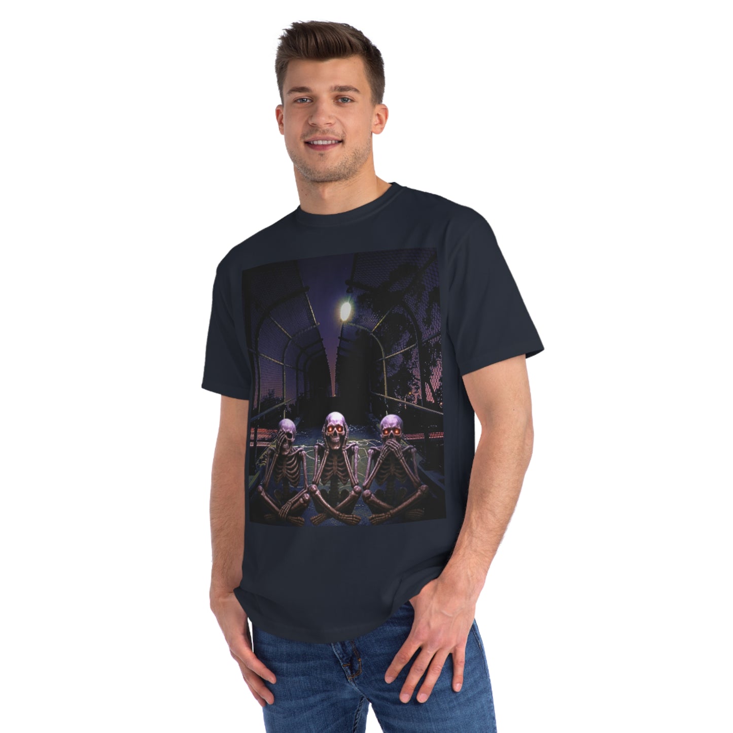 Skeleton Vibes Organic T-Shirt, Unisex Classic Tee, Halloween Shirt, Gothic Clothing, Spooky Graphic Top