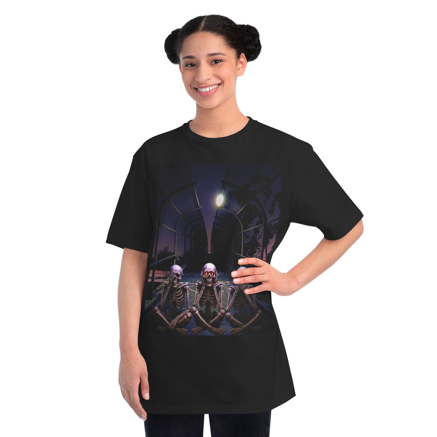Skeleton Vibes Organic T-Shirt, Unisex Classic Tee, Halloween Shirt, Gothic Clothing, Spooky Graphic Top