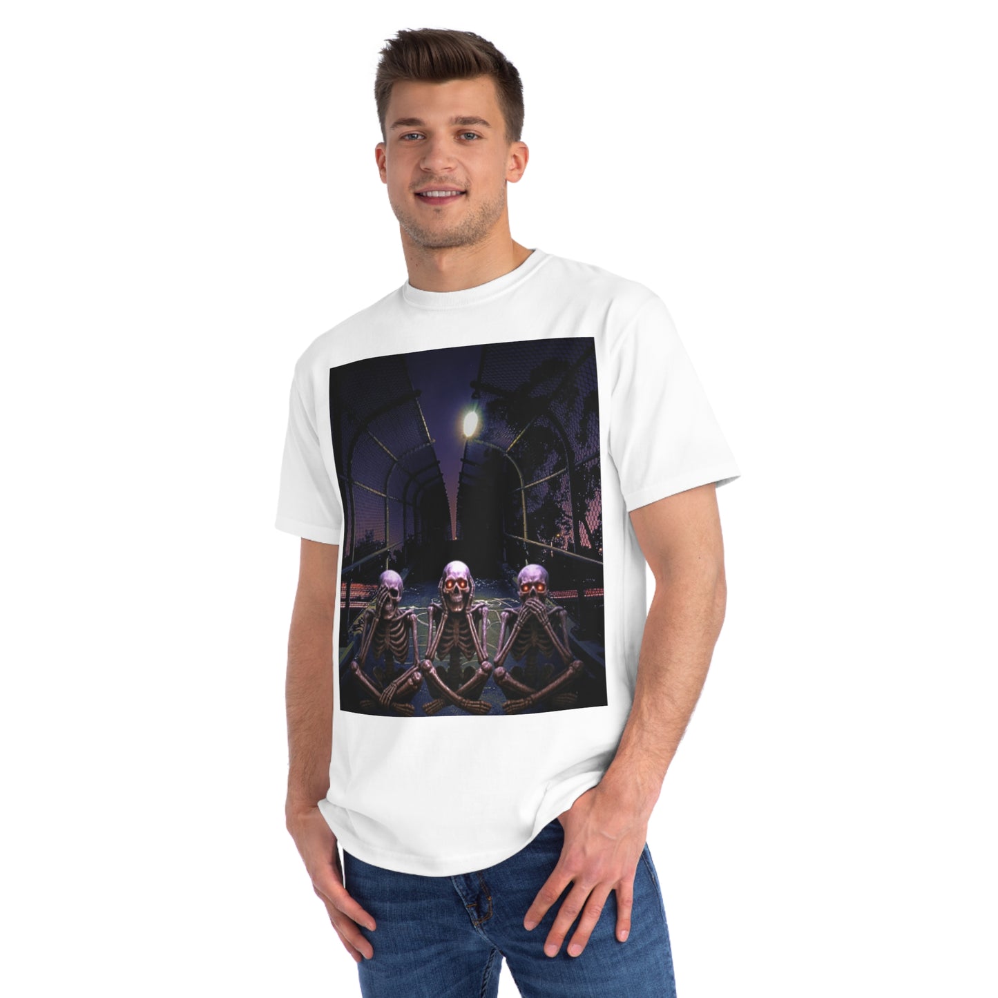 Skeleton Vibes Organic T-Shirt, Unisex Classic Tee, Halloween Shirt, Gothic Clothing, Spooky Graphic Top