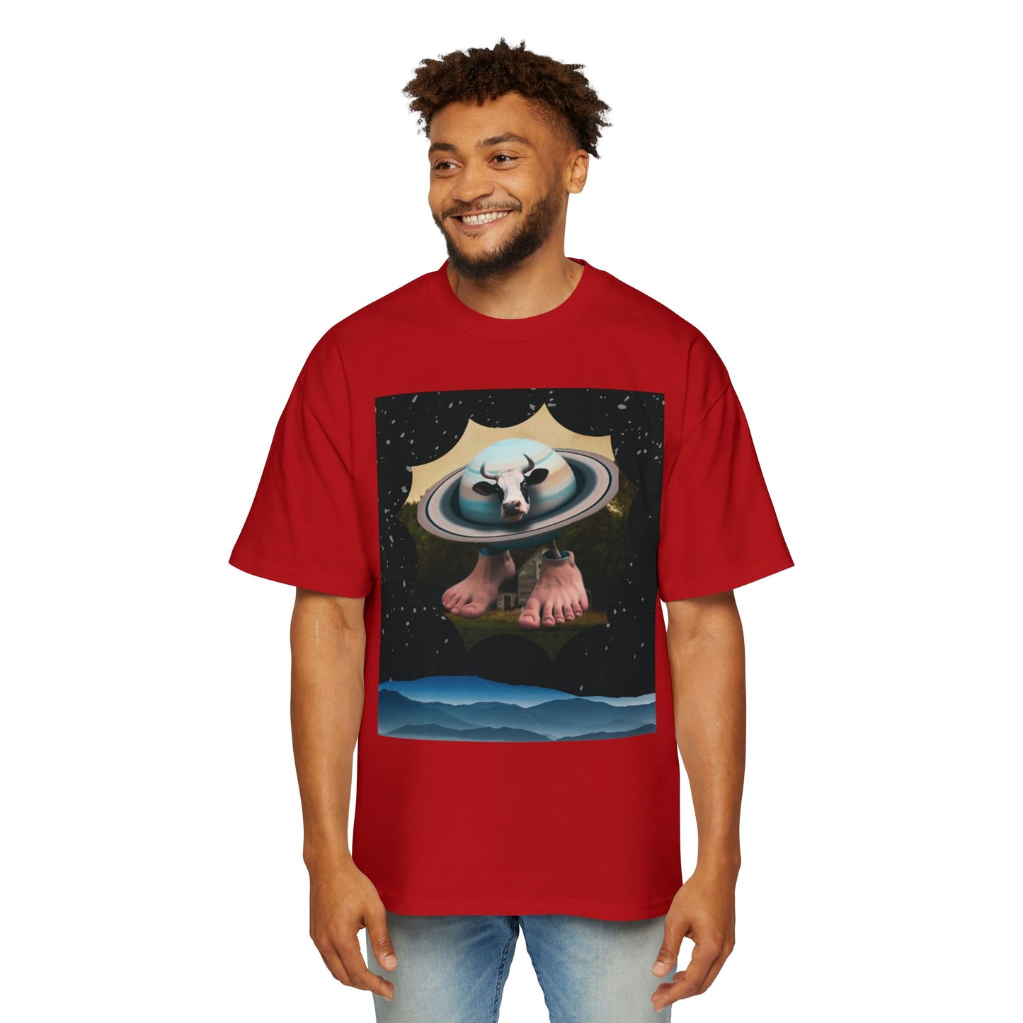 La Vaca Saturno Saturnita Space Vibes Men's Oversized Tee, Graphic Tee, Casual Wear, Unique Gift, Festival Fashion, Comfortable Street Style