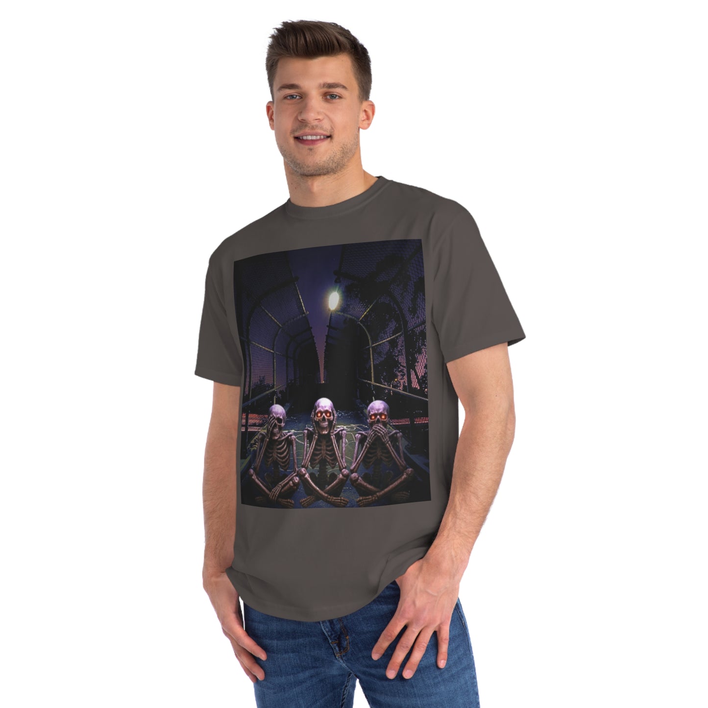 Skeleton Vibes Organic T-Shirt, Unisex Classic Tee, Halloween Shirt, Gothic Clothing, Spooky Graphic Top