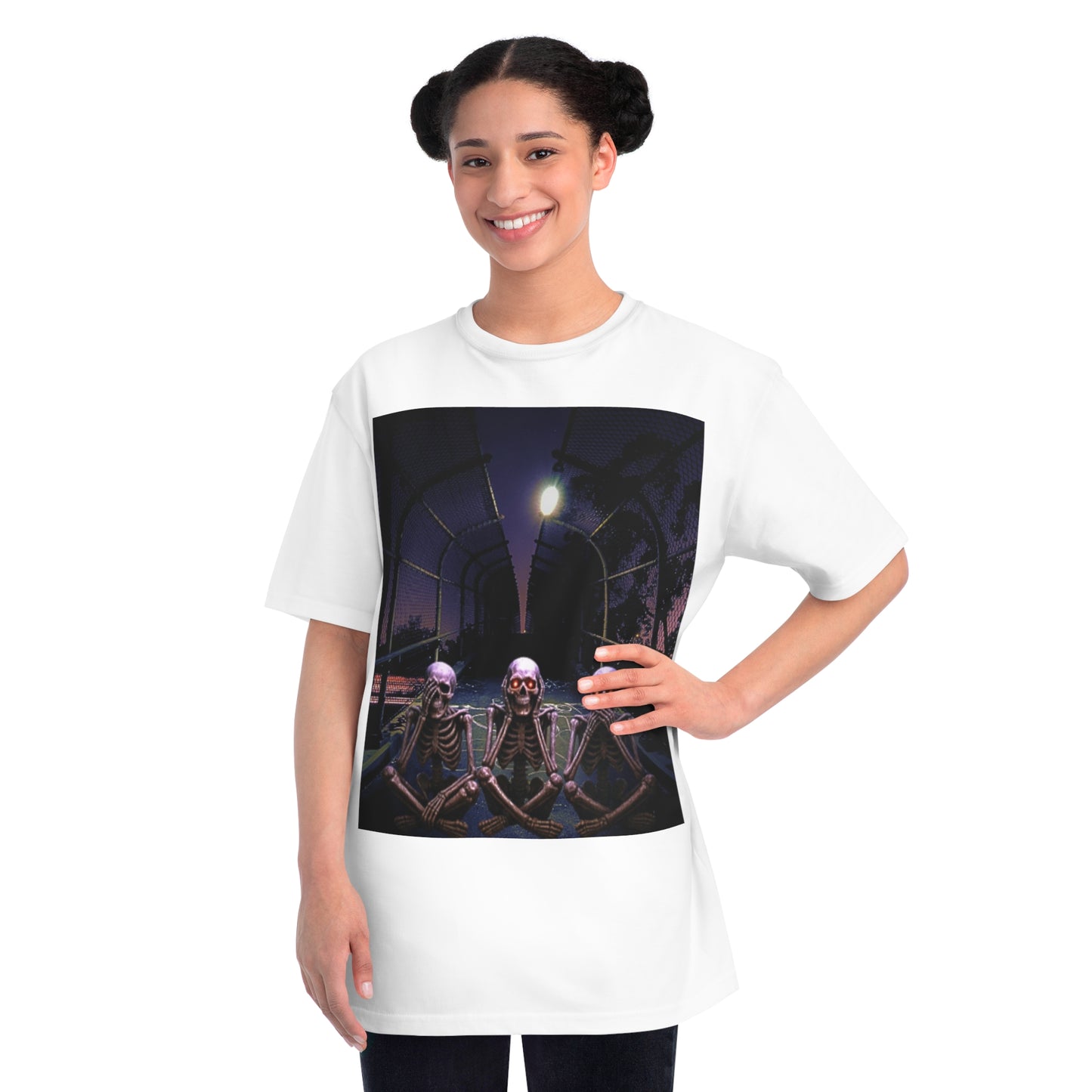 Skeleton Vibes Organic T-Shirt, Unisex Classic Tee, Halloween Shirt, Gothic Clothing, Spooky Graphic Top