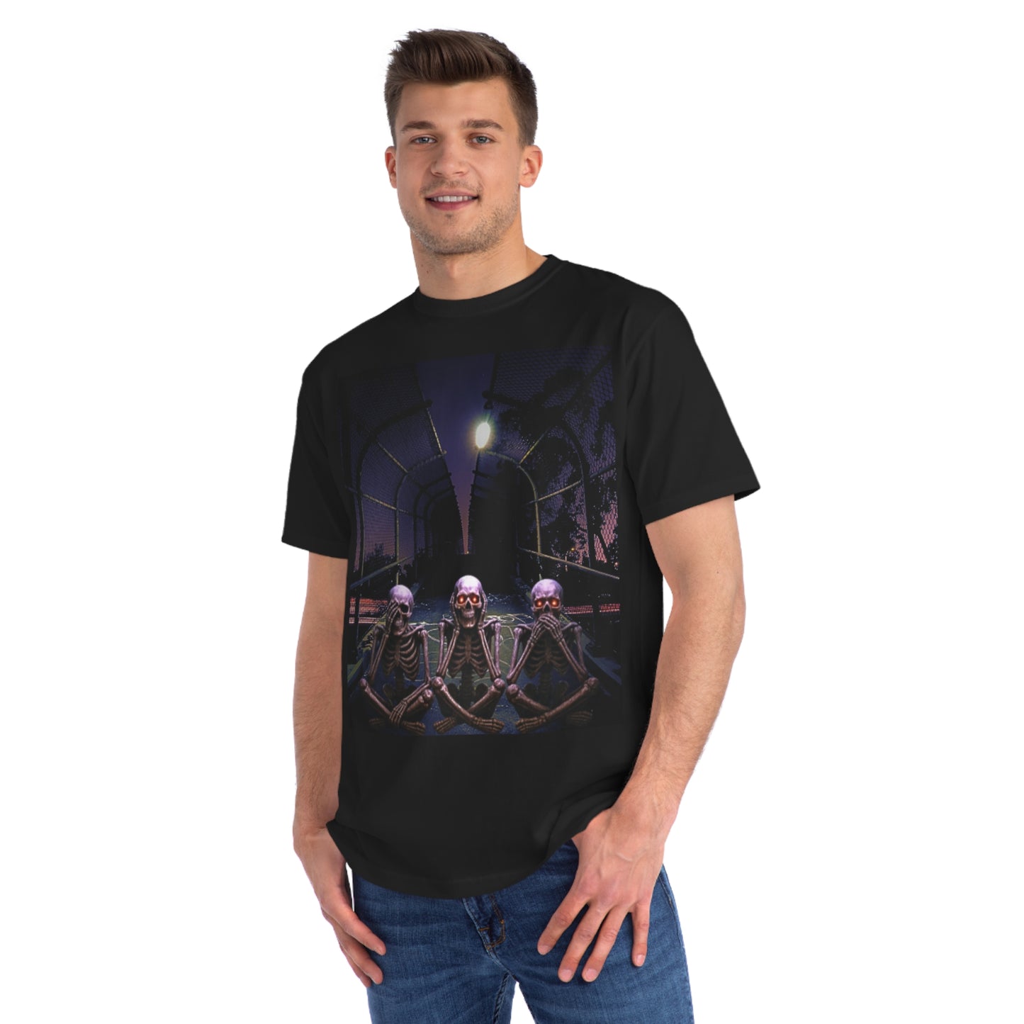 Skeleton Vibes Organic T-Shirt, Unisex Classic Tee, Halloween Shirt, Gothic Clothing, Spooky Graphic Top